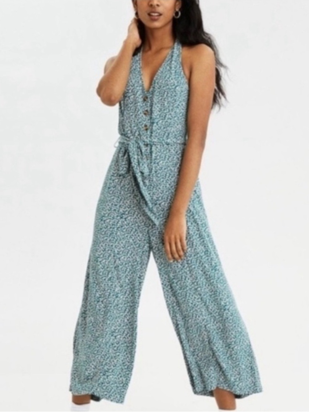 American Eagle - Ditsy Print Halter Jumpsuit Sz. M